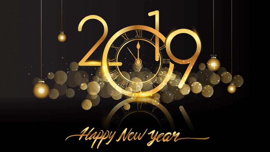 Happy New Year 2019 Clock Fireworks Hd Wallpapers 38400x2400 915x515