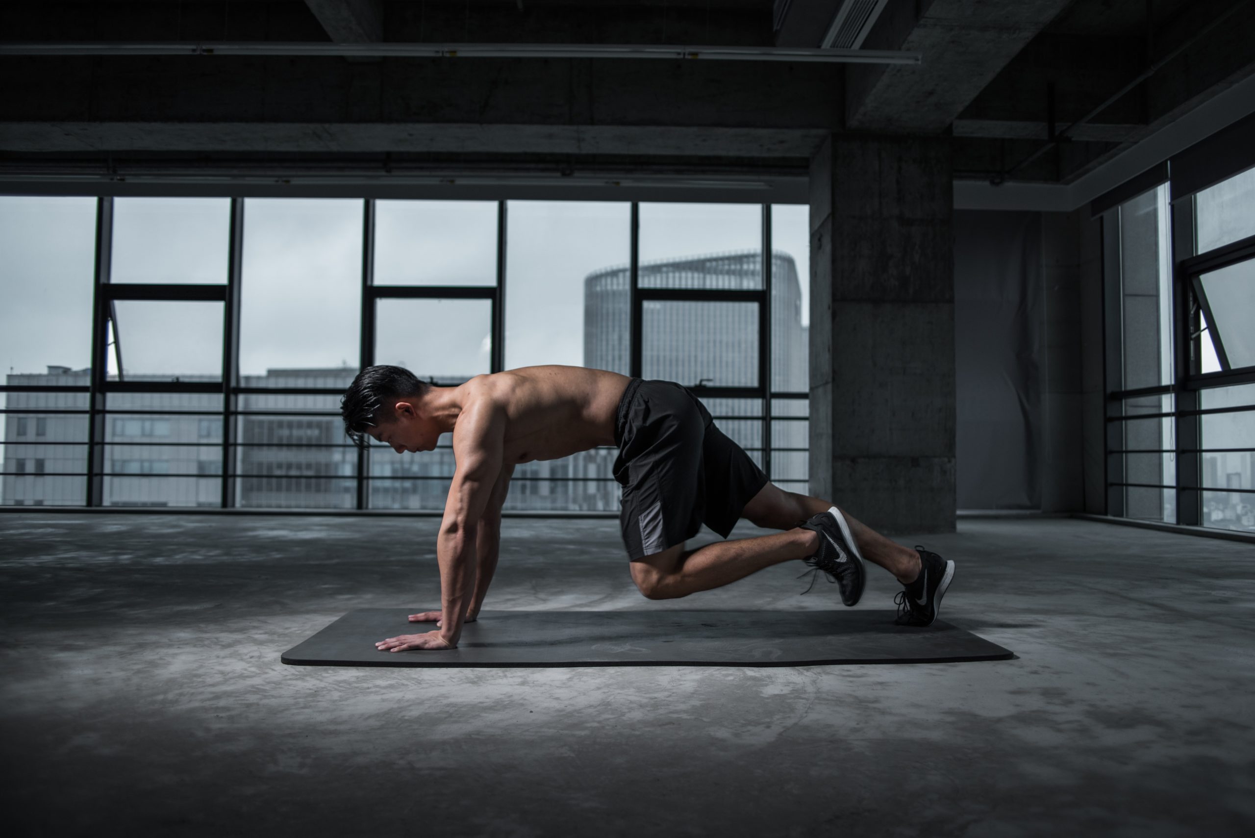 athletic man preparing for exercise